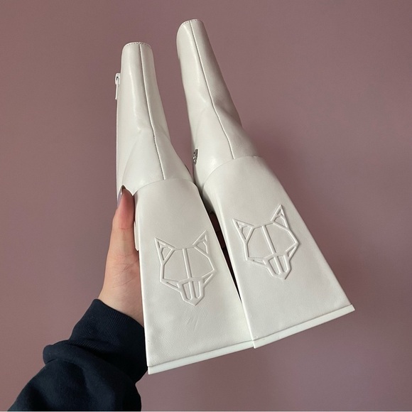 NEW! Naked Wolfe- Jane White Zip Up Ankle Boots Bootie Size 9 Platform - Picture 13 of 16